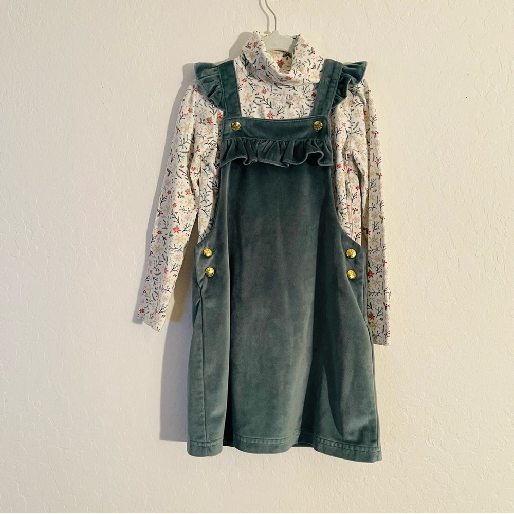 Tahari Velvet Overall Dress with White Top Set